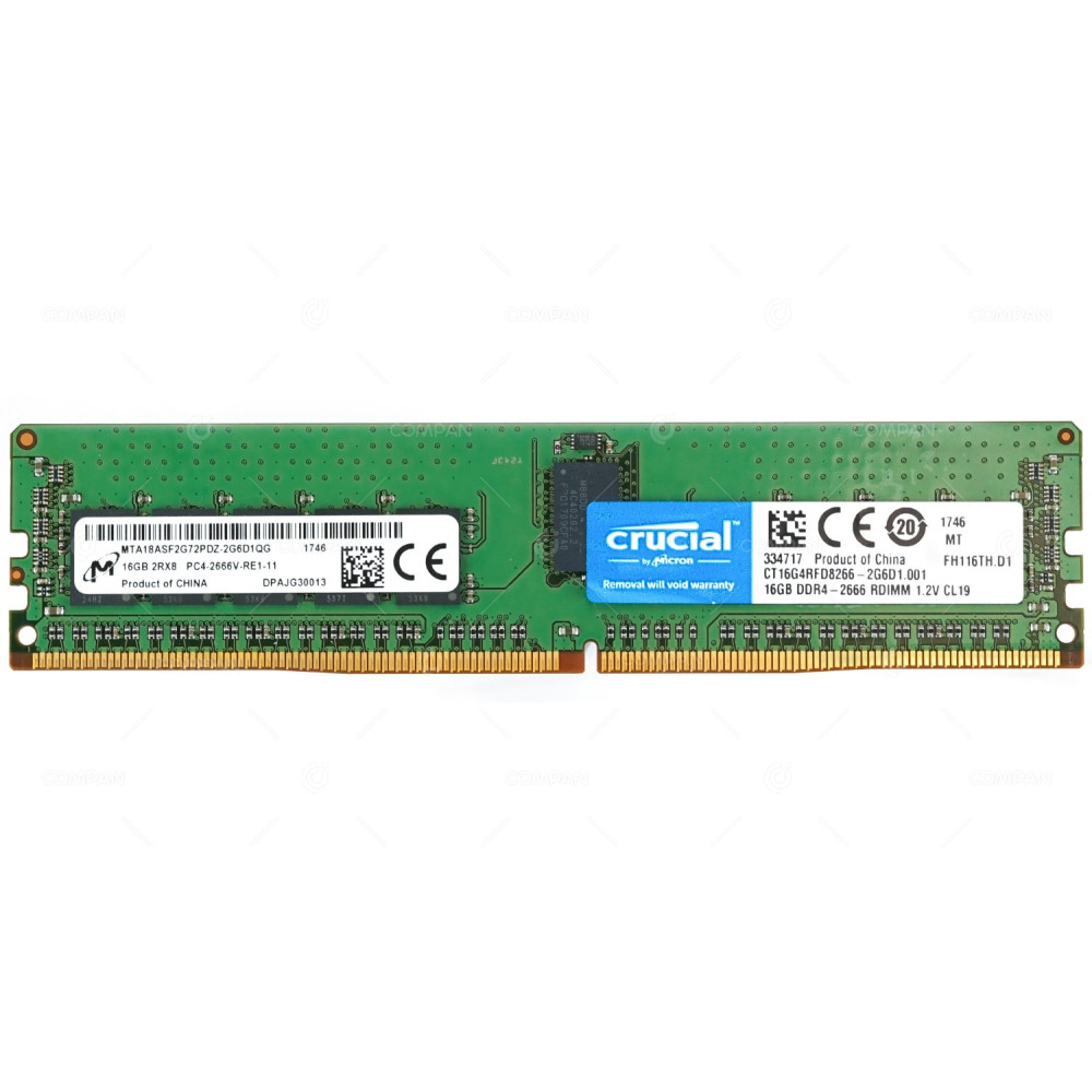 CT16G4RFD8266-2G6D1.001 CRUCIAL MEMORY 16GB 2RX8 PC4 2666V ECC RDIMM DDR4 21300V